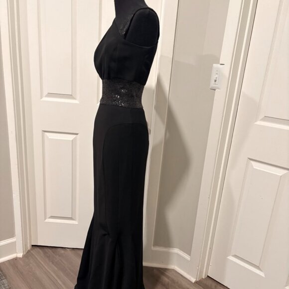 Narcisco Rodriguez Black Gown with Sequin Waist and detailing, Size 4 - Picture 3 of 9